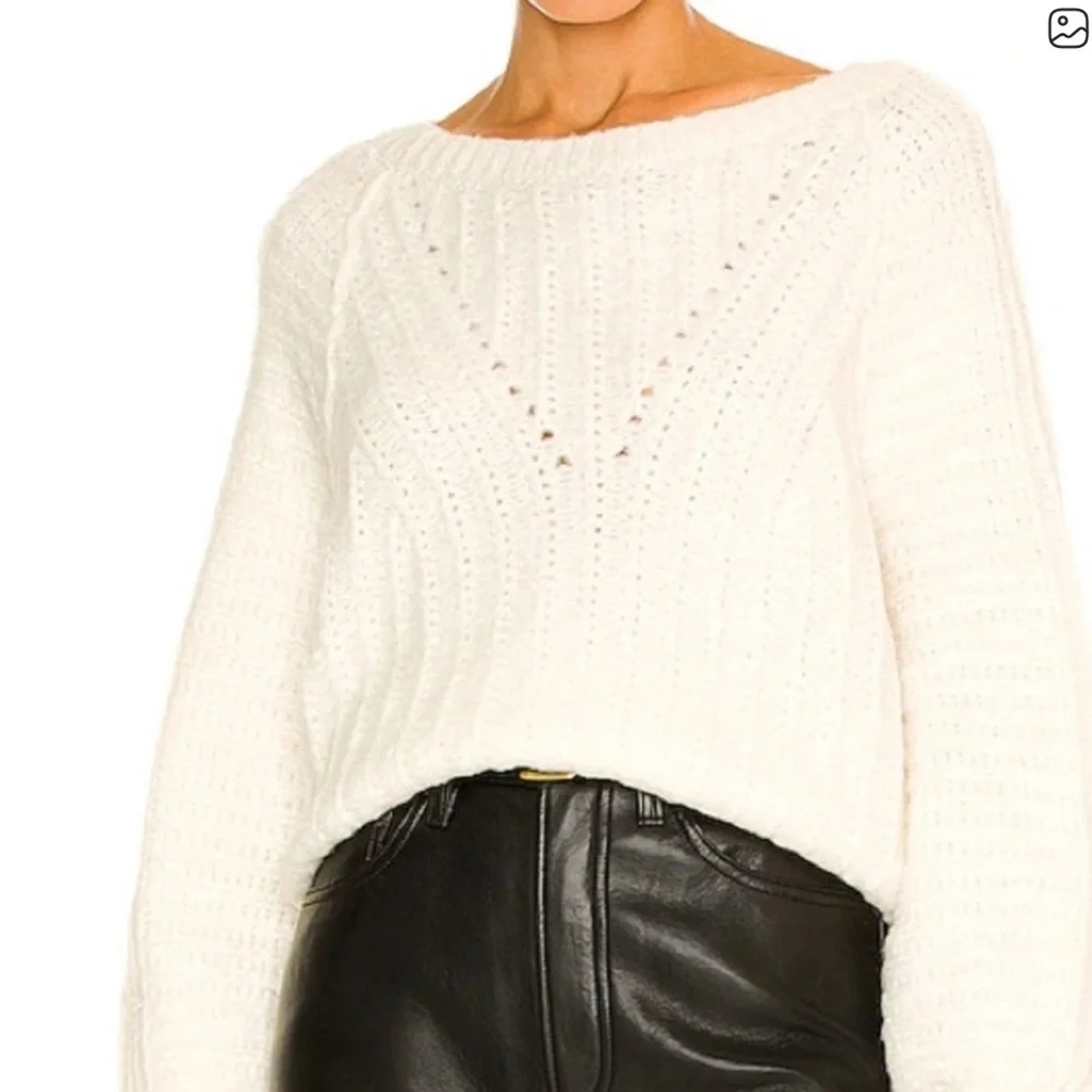 Free People Carter Pullover Sweater in Ivory Size M - Picture 2 of 8